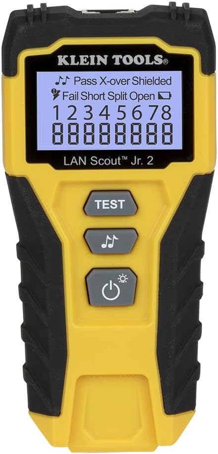 Klein Tools VDV526-200 Kablo Test Cihazı, LAN Scout Jr. 2 Ethernet Kablosu Test Cihazı, CAT 5e, RJ45 Bağlantılı CAT 6/6A Kablolar