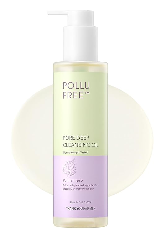 THANKYOU FARMER Pollufree Pore Deep Cleansing Oil - SPF Cleanser, Korean Perilla Herb, Makeup Blackhead Remover, Dermatologist Tested, Korean Oil Cleanser 7.03 fl.oz. 200ml