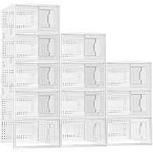 Clear Shoe Organizer Boxes, 12 Pack Plastic Stackable Shoe Boxes Multifunctional Shoe Storage for Closet Organizers and Storage for Men and Women (Medium)