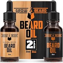 Beard Oil for Men, 2oz Sandalwood & 2oz Citrus Scent, with Jojoba & Argan Oil, Beard Moisturizer, Softener, Conditioner, All Natural, (2 Pack)