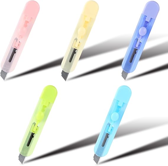 5-Pack Mini Utility Knives Box Cutter,Retractable Box Opener, Package Opener.For DIY,Office,envelopes,packagesand and Home Use.(5 PSC Box Cutter)