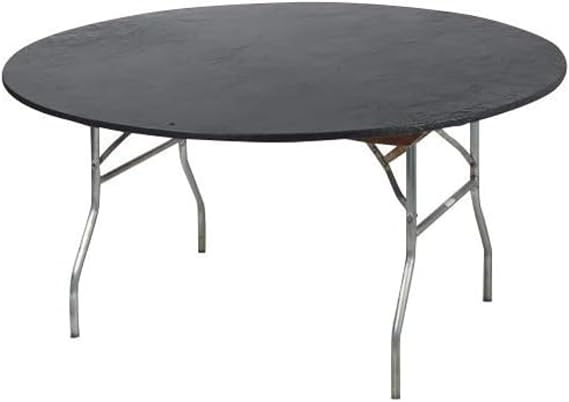 Kwik-Covers 48" Round Fitted Plastic Table Covers, Bundle of 5 (Black)