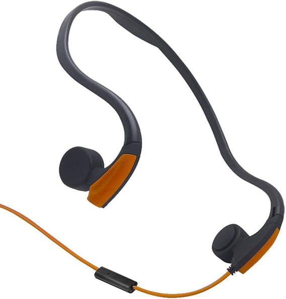 Bone Conduction Headphones with Microphone Stereo Open-Ear Sport Headphone with Noise Reduction Microphone (Orange)