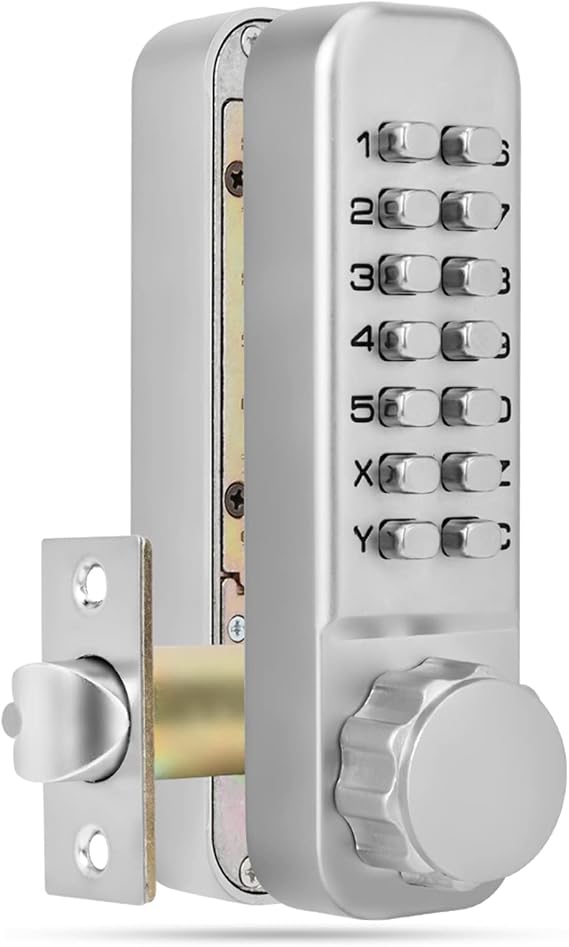 Digits Mini Mechanical Code Lock for Door Security, Double-Sided Keyless Entry with Deadbolt, Digital Keypad for External Gate, Back to Back Push Button Secure