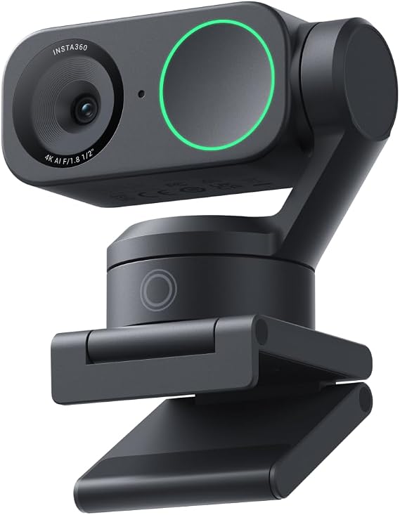 Insta360 Link 2 Black - PTZ 4K Webcam for Windows/Mac, 1/2 Inch Sensor, AI Tracking, HDR, AI Noise Canceling Microphone, Gesture Control, Suitable for Streaming, Video Calls, Gaming, Zoom, Teams