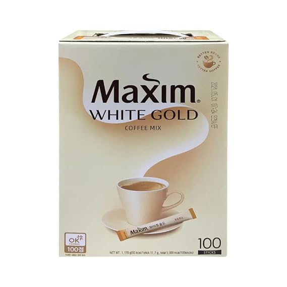 MAXIM Mocha White Gold Mild Instant Coffee Mix - 100 Sticks