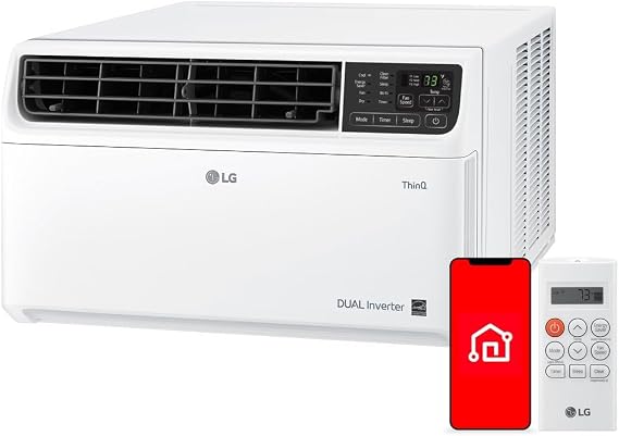 LG 14,000 BTU DUAL Inverter Smart Window Air Conditioner, 115V, Cools 800 Sq. Ft. for Bedroom, Living Room, Apartment, Quiet Operation, ENERGY STAR, works with LG ThinQ, Amazon Alexa and Hey Google
