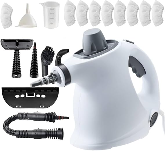Saker Steam Cleaner for Home Cleaning 2026 Plus|Handheld Portable Steamy Clean for Car,Bathroom,Kitchen,Furniture,Couch,Carpet,Tile|Multiple Nozzles Kit|Chemical-Free (1Set+1 Fiber Cloth)