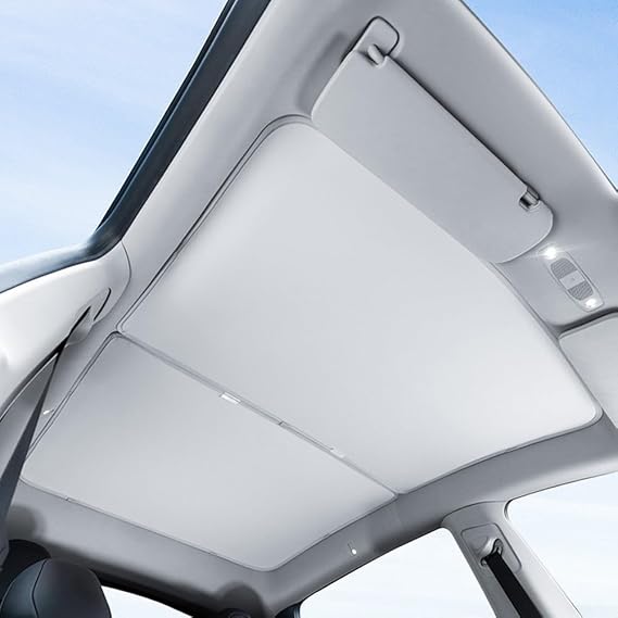 SunShade Windshield For Tesla For Model 3/Y 2018-2024 Sun Roof Sunshade Front and Rear Glass Set with Reflective Material for Effective Heat Block and Convenient Foldable Storage, Silver