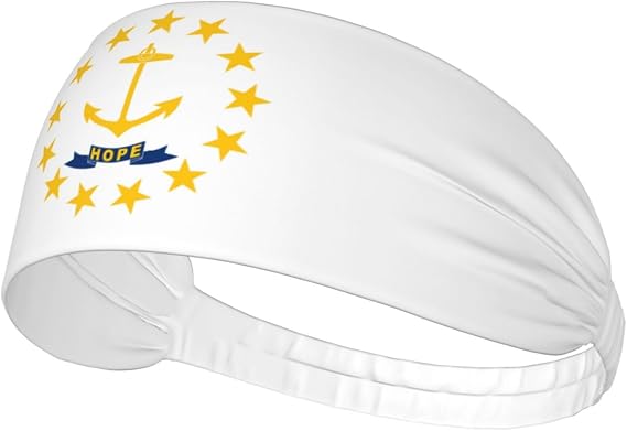 Rhode Island State Flag Sports Headband Wide Running Sweat Band Non Slip Elastic Hairband for Gym Cycling Yoga Workout
