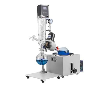 110V Laboratory Rotary Evaporator 2L Vacuum Distillation System wtih120mm Lift for Essential Oils & Lab,Precise Temperature Control