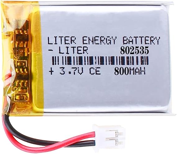3.7V 802535 800mAh Lithium Polymer ion Battery Rechargeable Polymer Battery Pack with JST 2.0mm Connector