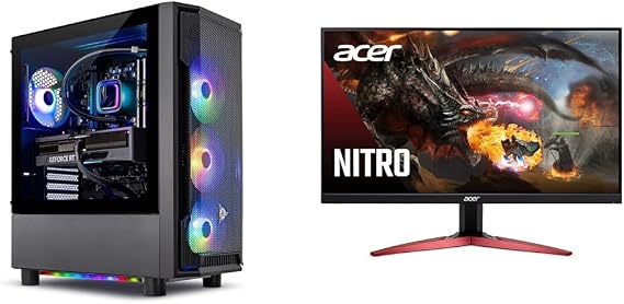 Skytech Gaming Shadow Gaming PC, Intel i7 12700F 2.1 GHz, RTX 4060, 1TB NVME, 16GB DDR4 RAM 3200 & Acer Nitro KG241Y Sbiip 23.8 Full HD (1920 x 1080) VA Gaming Monitor