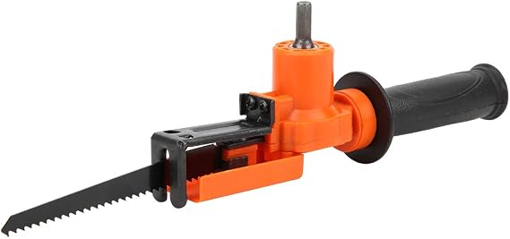 Reciprocating Saw Adapter Electric Drill Conversion Kit with 2 Saw Blades for Wood Metal PVC Cutting Heavy Duty Plastic Iron Construction Handheld Woodworking Tool