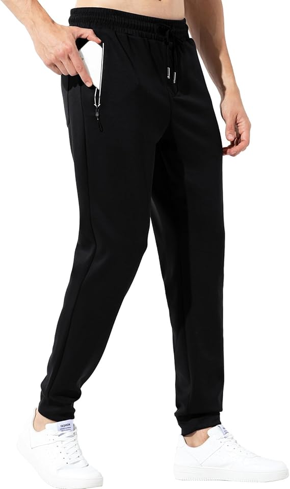 Casey Kevin Men's Joggers with Zipper Pockets Athletic Training Sweatpants
