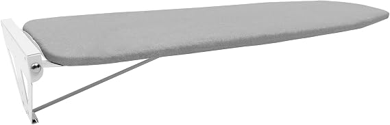 Fold Down Ironing Board, 39.3"x12" Silver Wall Mounted Ironing Board with 180 Rotation, Wire Holder & Internal Lever