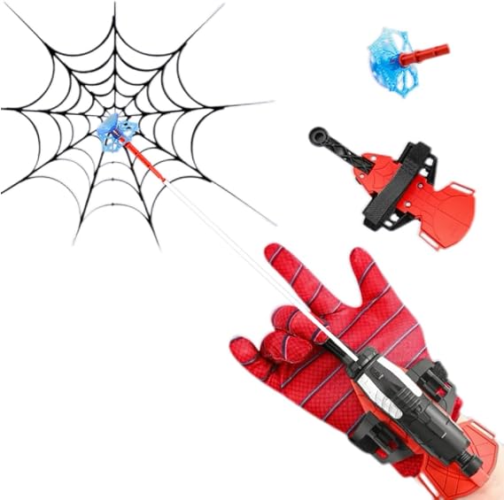 Spider Web Shooters Gloves ,Superheroes Long-Range Launcher Toys Children Educational Toys, Funny Party Cosplay Gift for Kids (Red) Cheap Cool Stuff Gifts for Age 8-12 Years Old