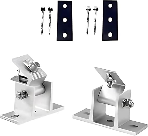Solar Panel Bracket, Adjustable Solar Panel Mounting Brackets, Stainless Steel Solar Panel Holder End Clamp Kit, Solar Panel Stand 15-30 Adjustable Flat Roof Mount (Tilt Legs NOT Included)