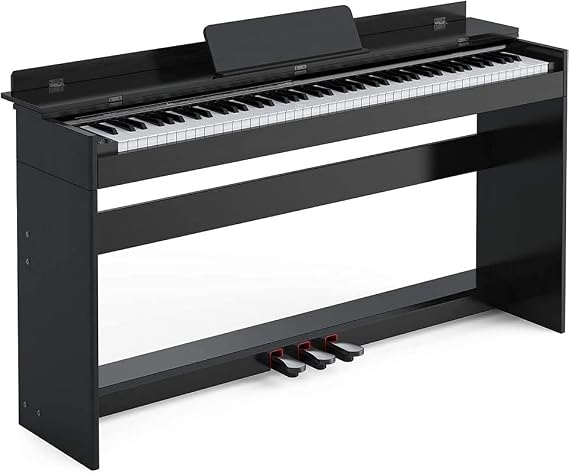 HEXANT 88-Key Weighted Digital Piano, Full-Size Semi-Weighted Upright Flip Electric Keyboard Piano with 3 Pedal and Multi-Functional Keyboard for Beginner(without Bench,Black)