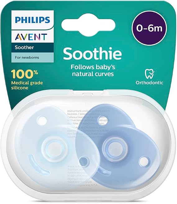 Philips Avent Soothie Emzik, 0‑6 Ay Erkek Bebekler için, 2’li Paket, Ortodontik Silikon, BPA İçermez, Tek Parça Tasarım, Hastane Onaylı, Taşıma Kutulu, SCF099/21