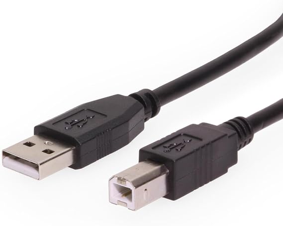 USBGear USB A to B Cable, USB Printer Cable, 2ft, Black, 480Mbps