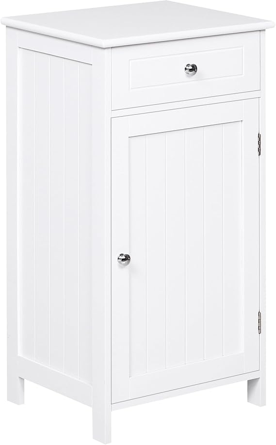kleankin Bathroom Cabinet with 1 Drawer 1 Door Anti-tip 43 x 34 x 77 cm White