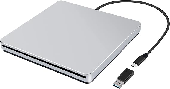 External DVD CD Burner Drive NOLYTH USB C DVD CD Player Reader CD/DVD-RW Writer for Mac/PC/Laptop Windows10(Silver)