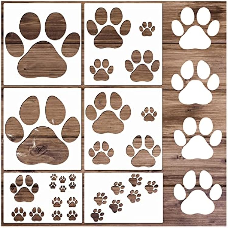 Paw Print Stencil Large Wall Stencils for Painting On Wood, Cat Dog Paw Template 12x12 inch Reusable Giant Wood Burning Stencils and Patterns Projects for Floor Tile Cement Home Decor Paw