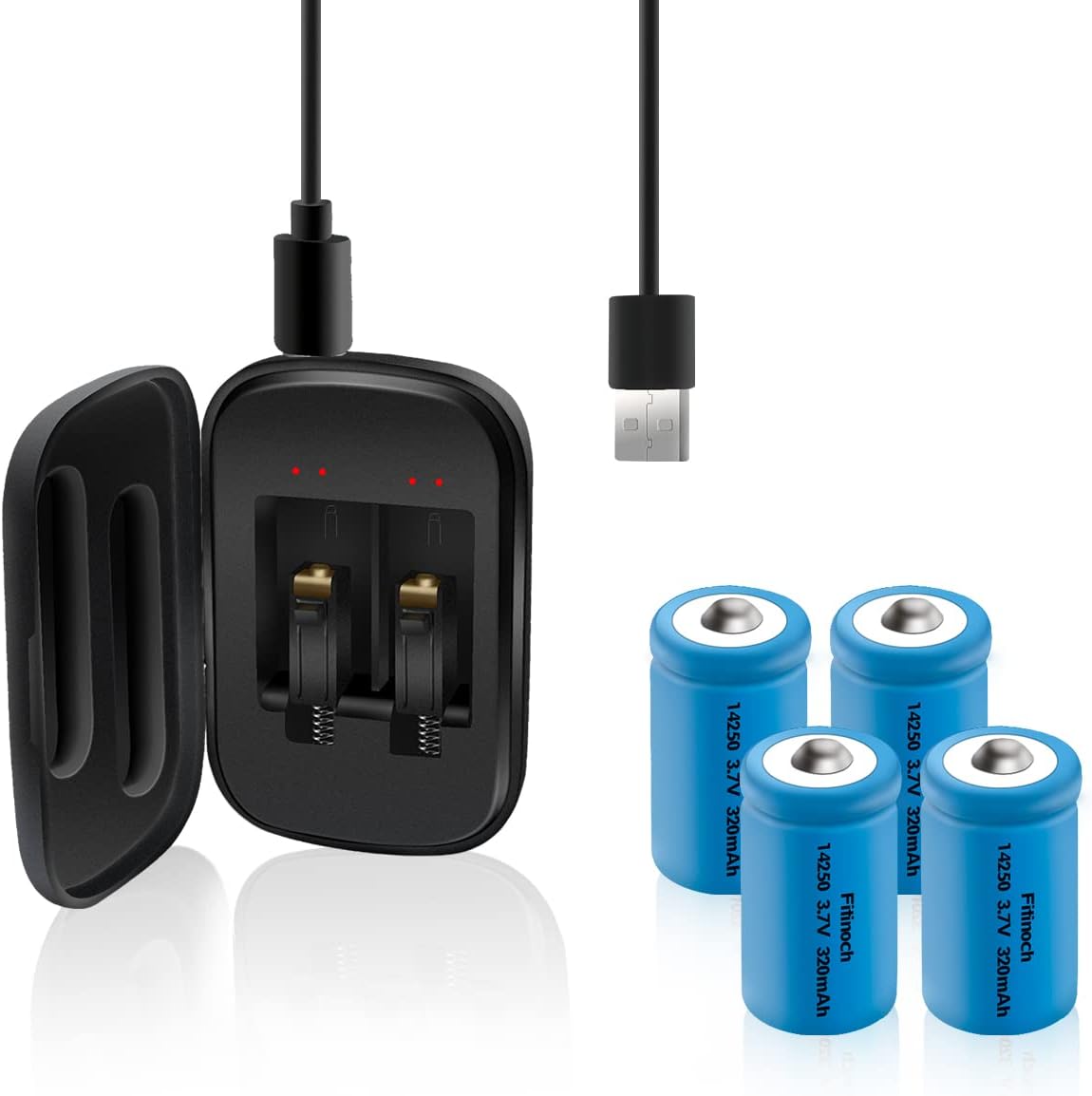 Rechargeable 3.7v 14250 Battery with Charger, 4 Pack Lithium Ion 12 AA Size Batteries Can Replace 3.6 Volt LS 14250, ER14250, 3v CR14250 Battery for Laser
