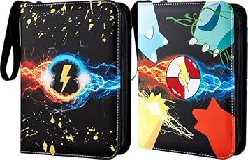 Card Binder 4 Pocket with 50 Removable Sleeves-Can Hold 400 Cards,3-Ring Zipper Sports Book is Gifts for Boys and Girls-2 Packs