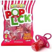 Lollipop Ring Pacifier Candy - Pop Lick - Individually Wrapped Tutti Flavor - Its a Girl Baby Shower Candy Favors for Girls Perfect Baby Reveal Party Favors, Trick or Treating Bags, Gluten Free - 12 Units
