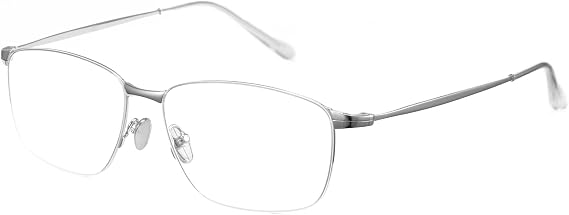Cyxus Minimalist Stainless Blue Light Blocking Glasses Woman Men, Square Eyewears Anti-Glare Computer 8342