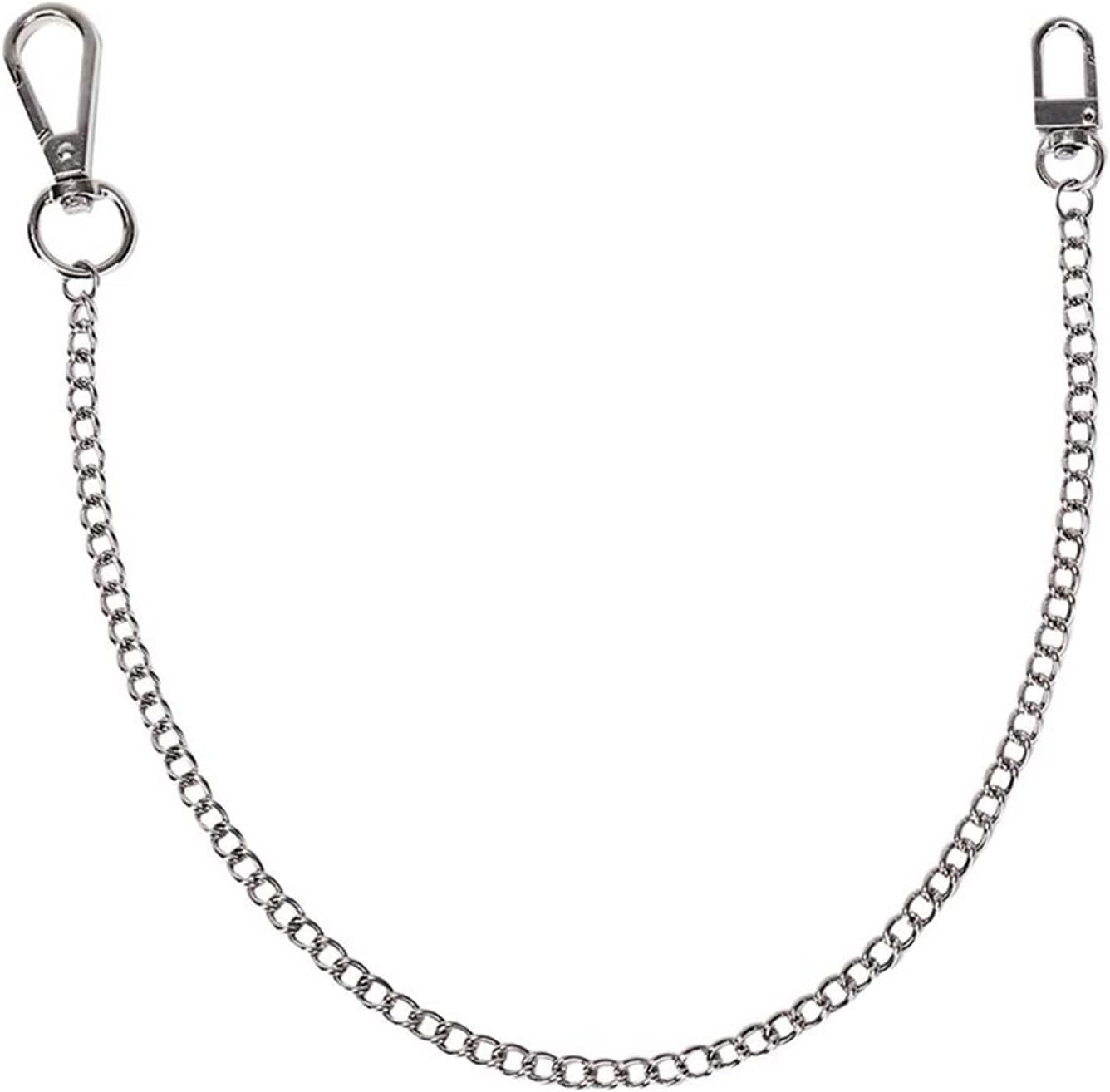 PJRYC 1PCS 38cm Metal Wallet Belt Chain Rock Trousers Pant Jean Keychain Silver Ring Clip Keyring Color : 38cmx1.4mm-B
