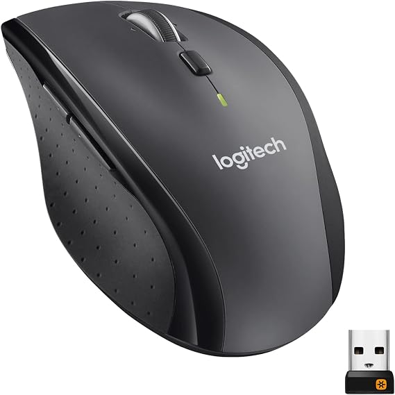 Logitech M705 Marathon Full Size 2.4 GHz Wireless Mouse - Black | Hyper-fast wheel, USB-A Nano Receiver, 5 customizable buttons, Windows Mac Linux compatible, certified for Chrome