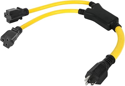 NEMA 6-20 Splitter, 6-20P to 2 6-20R NEMA 6-20 Extension Cord 6-20P to 6-20R T Blade Female Also for 6-15R Adapter