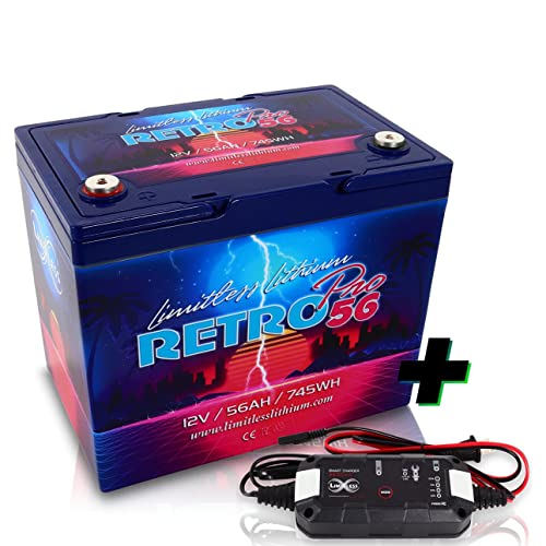 pkg Limitless Lithium Retro PRO-56 12V 56AH Underhood Battery  Nano-HD Tender Battery Charger