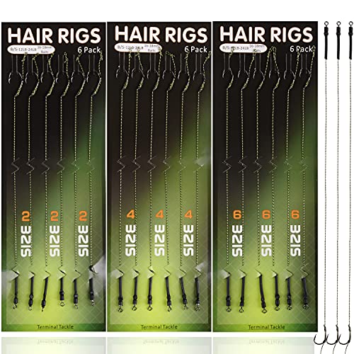 Carp Fishing Hair Rigs Kit,18pcs Braided Thread Boilies Carp Rigs with 3 Extender Boilie Bait Stops and Stringer Needle