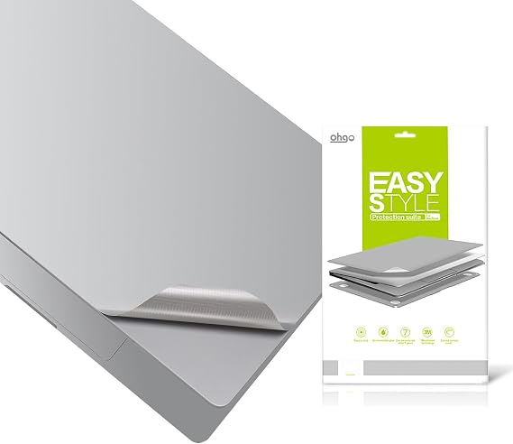4 in 1 超薄型 3M ビニール フルサイズ ノートパソコン スキン パームレスト ステッカー 2016~2018+ MacBook Pro 13インチ タッチバー付きモデル:A1706/A1989/2159-シルバー