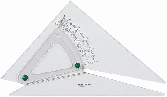 Linex Set Square Adjustable Precision 0.5 Degree Scale Bevelled Edge Long 250mm Clear Ref LXB1120/10B