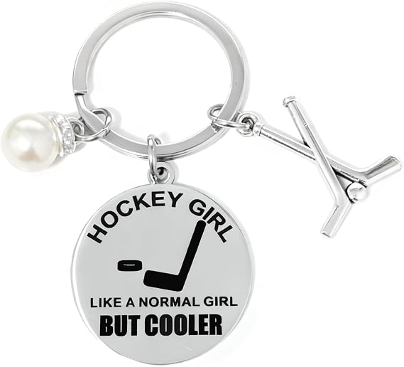Hockey Gifts Funny Sports Lovers Keychain for Christmas Birthday Graduation Thank You Gift for Hockey Coach Player Inspirational Gifts for Girls Women Daughter Teammate Goalie Sport Themed Jewelry