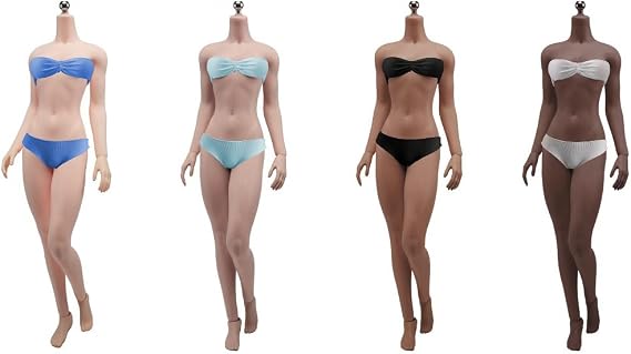 1/6 Scale Female Body,12inch Female Super Flexible Medium Bust Narrow Shoulder Seamless Action Figure Body Collection (S17C Black Skin)