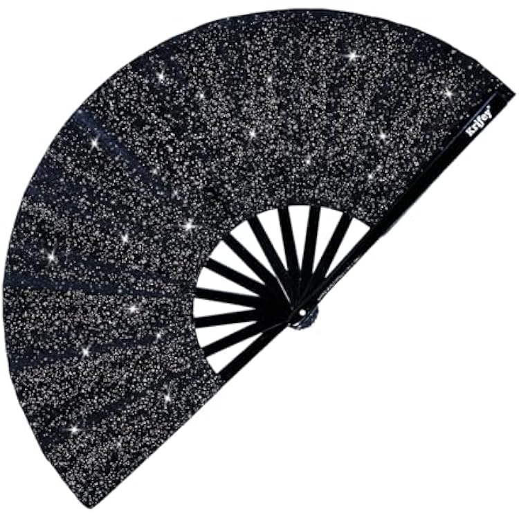Krifey Large Folding Hand Fan Bold Snap Fans for Line Dancing, Rave, EDM Festivals & Drag Shows Statement Accessory for Women, Baddies & Party Queens