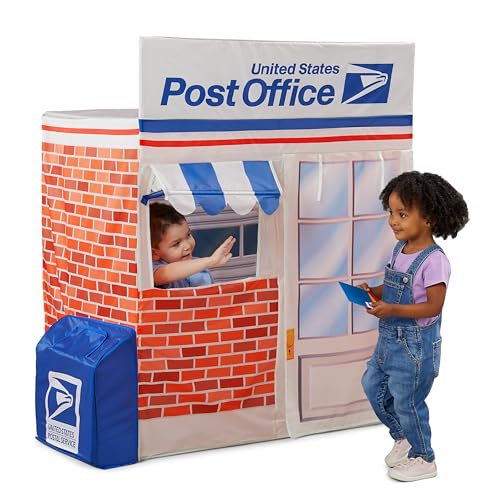 Kid Trax Pop Up Kids Magical Play Tent, Large Front and Rear Openings, Carrying Case Included, Easy Storage, USPS Post Office, White