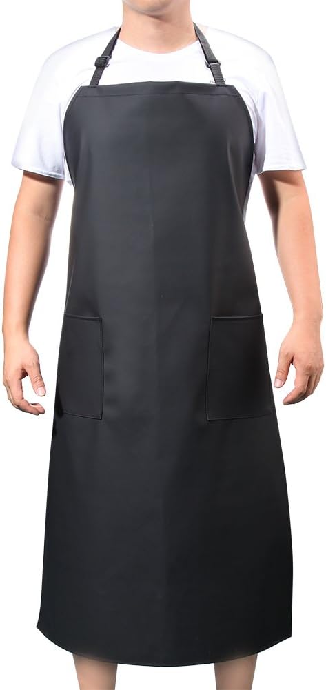 Rubber Vinyl 41.5'' Waterproof Apron for Men Women, Dishwashing, Chemical Lab Work Apron Butcher Apron PVC Grooming Apron