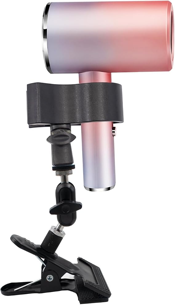 Hands-Free Hair Dryer Holder with Double Ball Adjustment, 360 Rotating Portable Clamp-on Mount Lazy Blow Dryer Stand for Bathroom, Hair Salon, Makeup Room