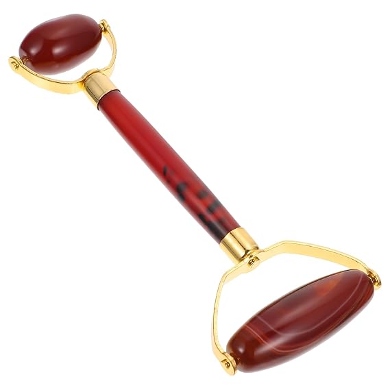 Red Agate Face Massager Dual Head Roller Tool for Skin Care