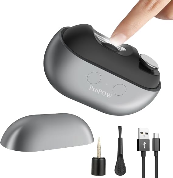 Electric Nail Clippers for Seniors,Automatic Electric Nail Trimmer,3-in-1 Electric Nails File Care Tool with LED Light & Clip Storage,USB Rechargeable for Adults, Women,Men,Kids (Gray & Black)