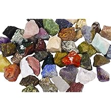 3 lbs of a Bulk Rough Asia Stone Mix - with 40 Exotic Stone Types - Large 1" Natural Raw Stones & Fountain Rocks for Tumbling, Cabbing, Polishing, Wire Wrapping, Wicca & Reiki Crystal Healing