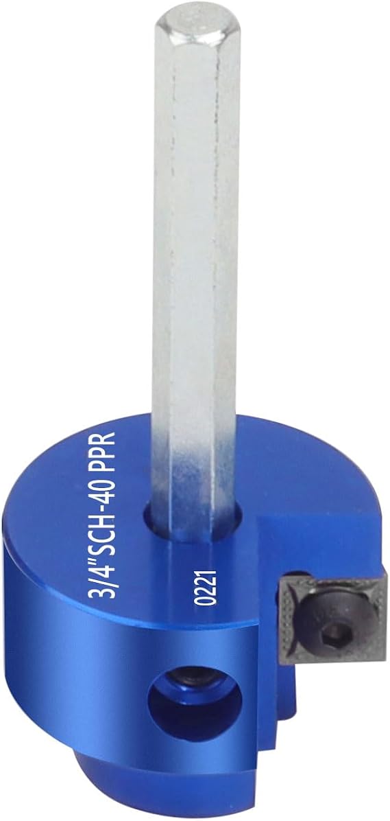 XJX PPR75 PVC Pipe Reamer, 3/4" Head Aluminum PVC Fitting Saver Fit Into Standard 1/2" Drill and 3/8" Hex Shaft