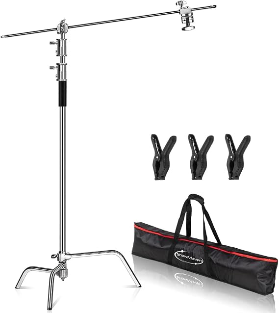 C Stand with Boom Arm, Heavy Duty 10ft Light Stand for Photography Studio Video Reflector, Monolight and Backdrops